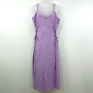 Torrid Linen Dress Women's‎ 1X Lilac NWOT Babydoll Lace Up Tea Beach Vacation
